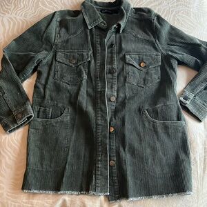 Green corduroy shacket